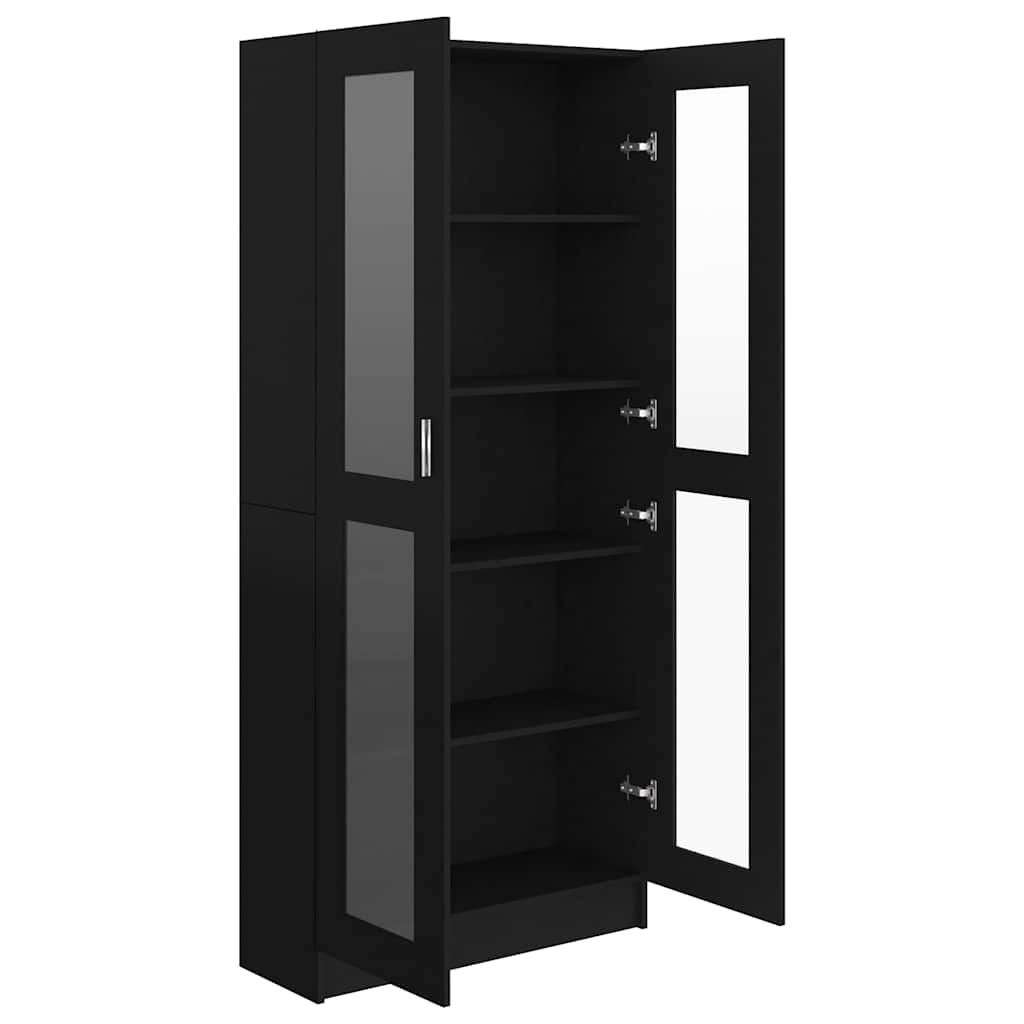 Vitrine Cabinet Black 82.5x30.5x185 cm Engineered Wood