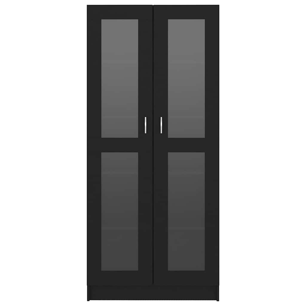 Vitrine Cabinet Black 82.5x30.5x185 cm Engineered Wood