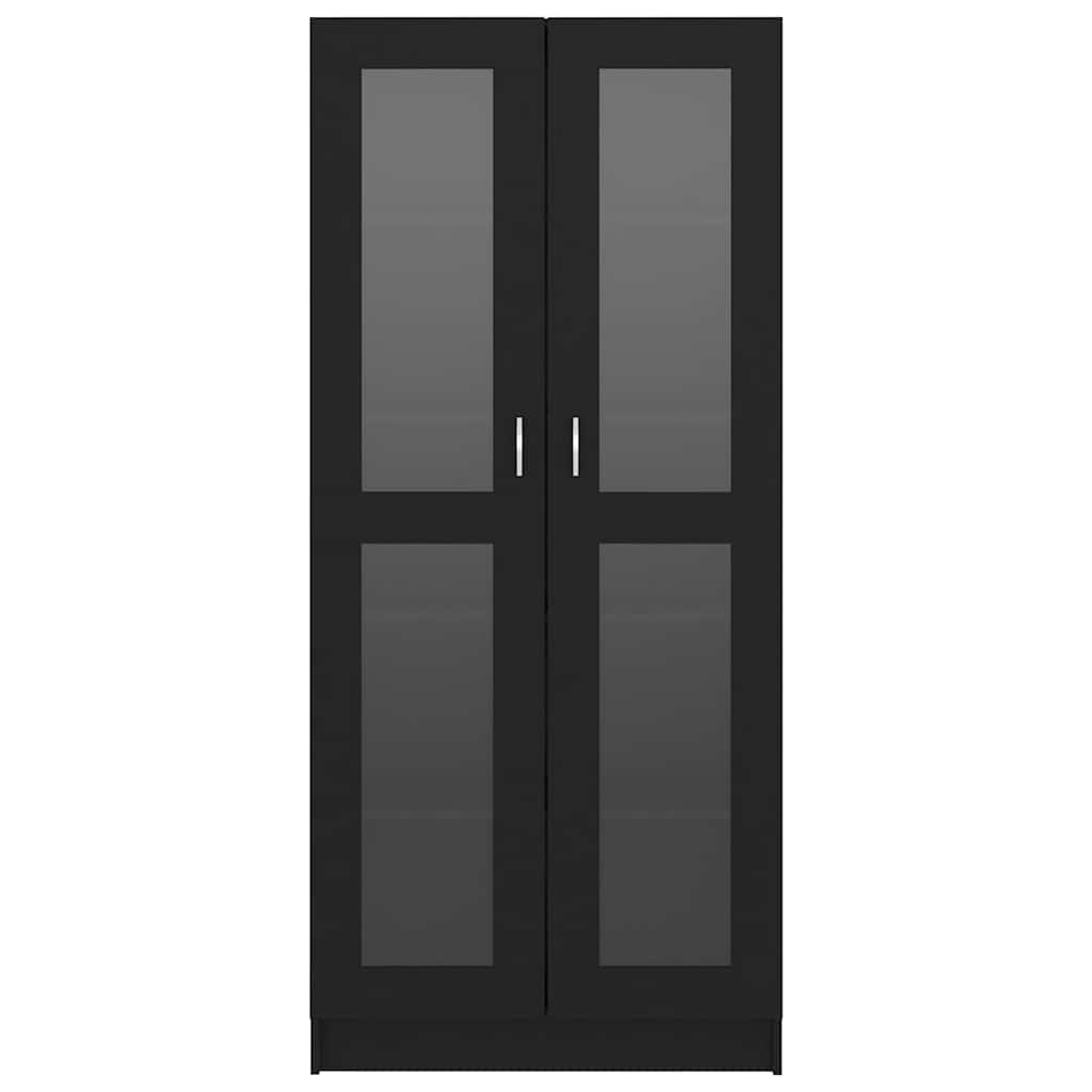 Vitrine Cabinet Black 82.5x30.5x185 cm Engineered Wood