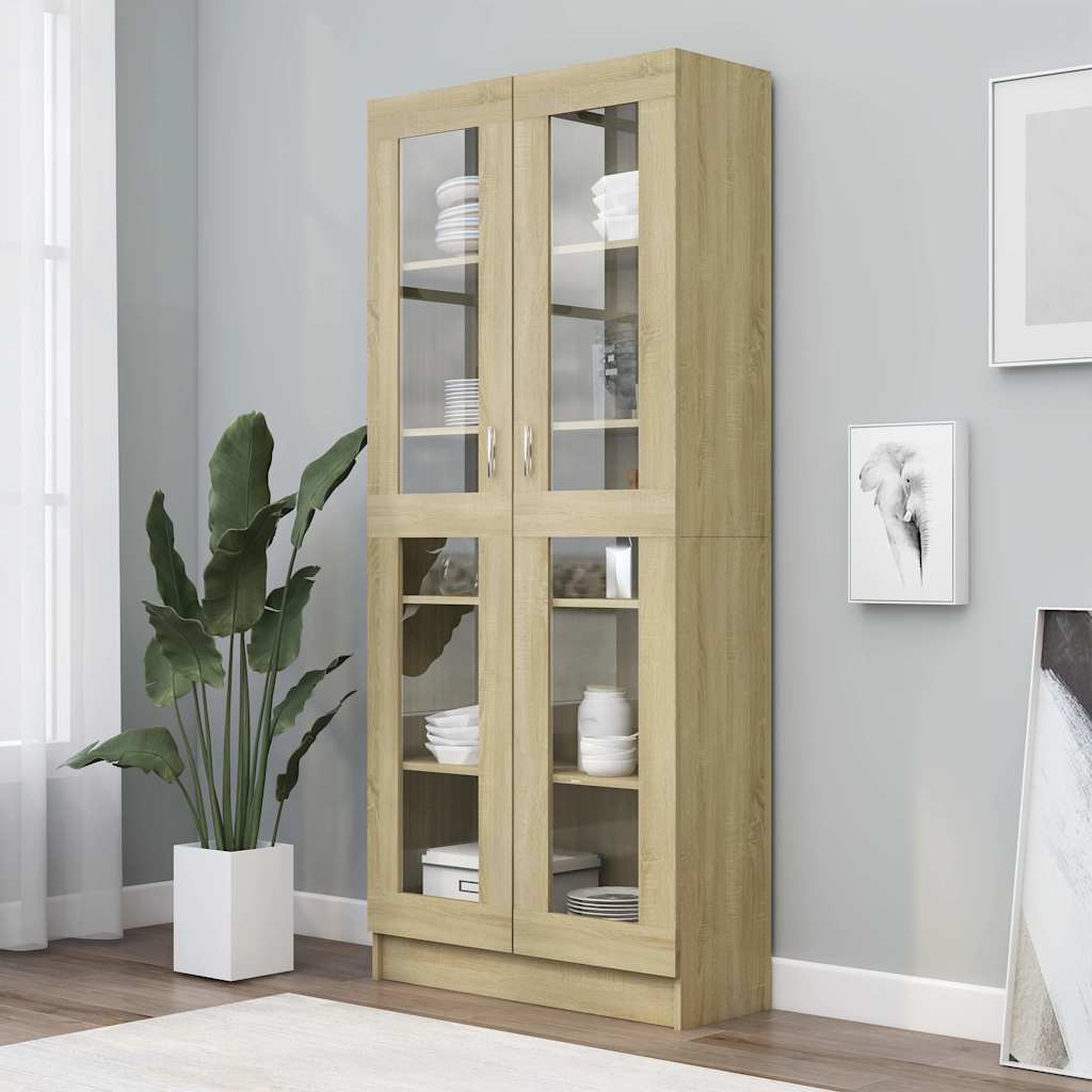 Vitrine Cabinet Sonoma Oak 82.5x30.5x185 cm Engineered Wood