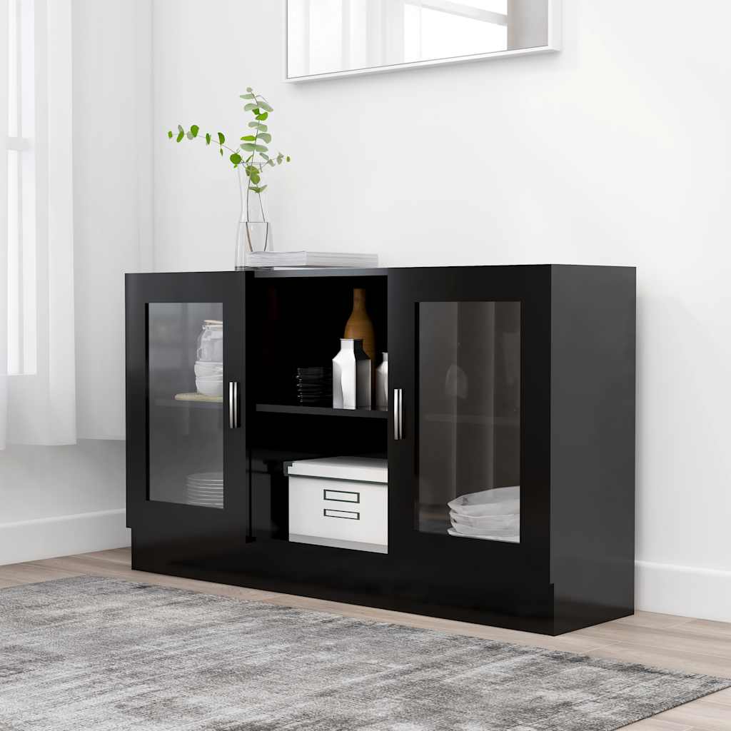 Vitrine Cabinet Black 120x30.5x70 cm Engineered Wood