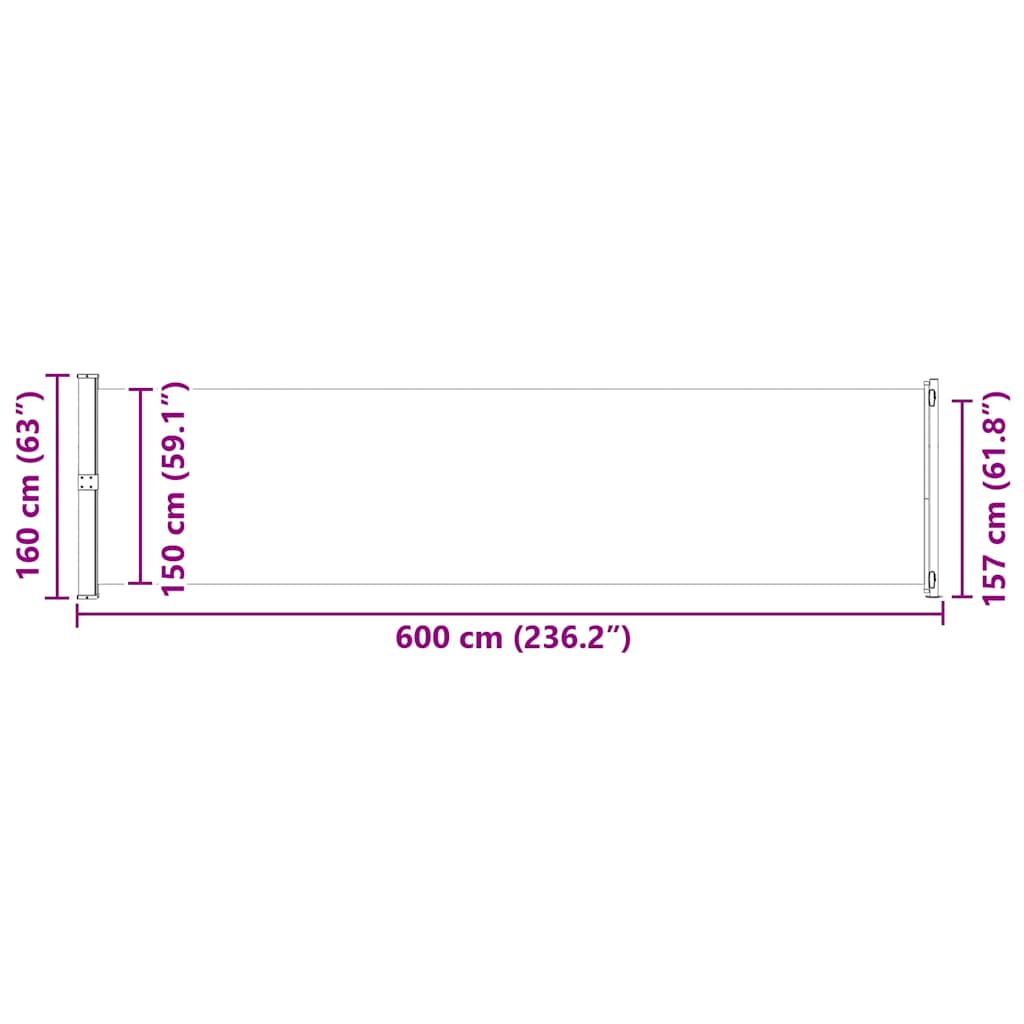 Patio Retractable Side Awning 600x160 cm Black