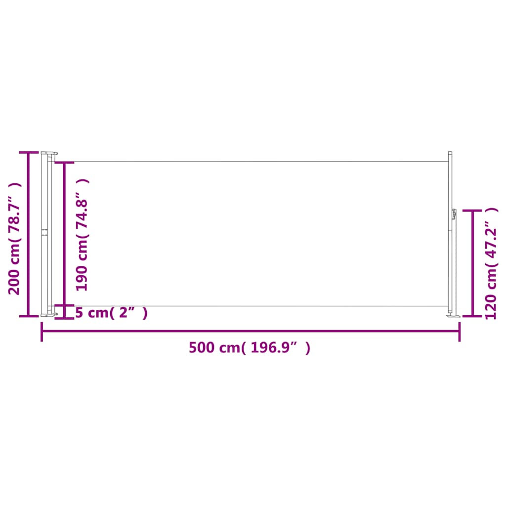 Patio Retractable Side Awning 200x514cm Black