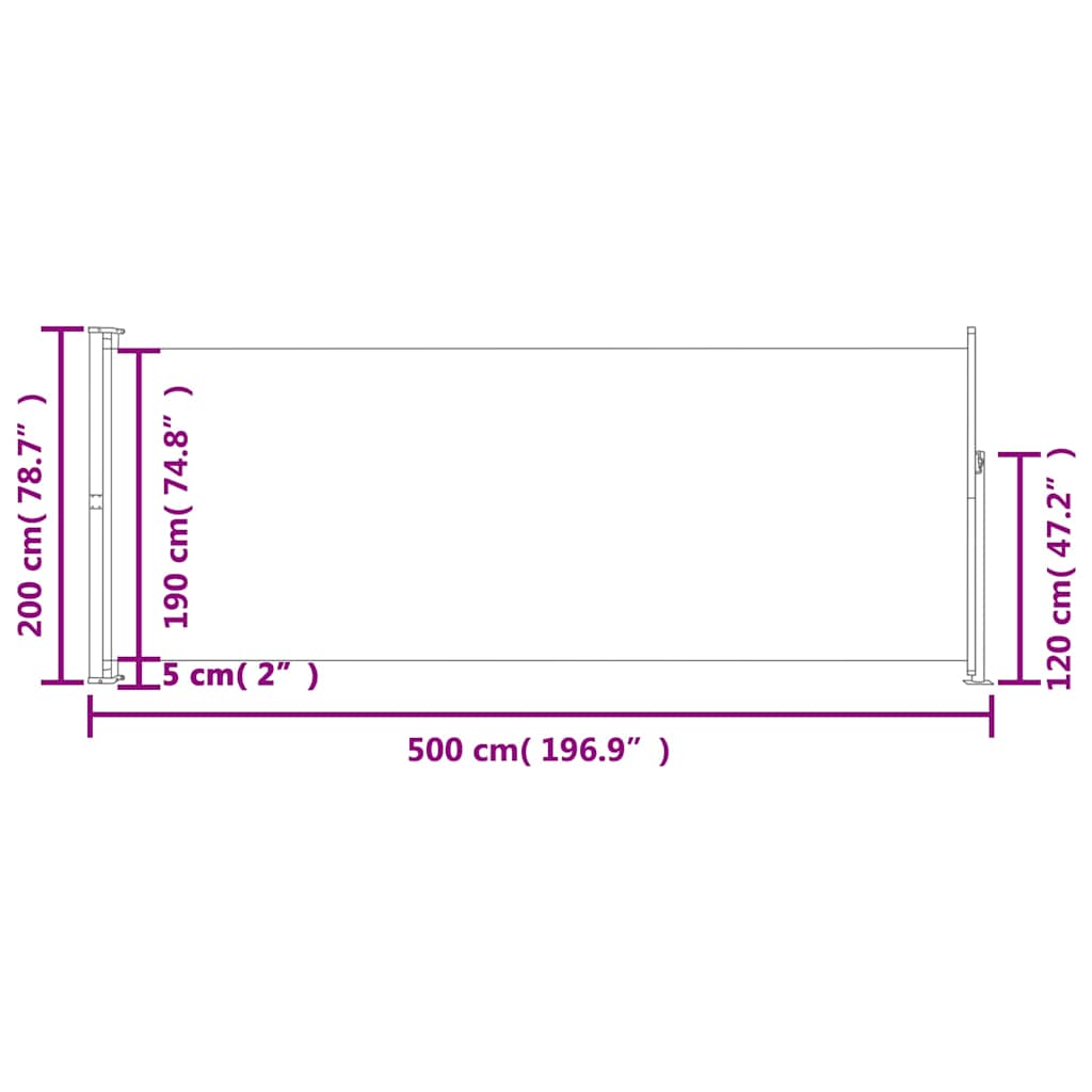 Patio Retractable Side Awning 200x514cm Grey