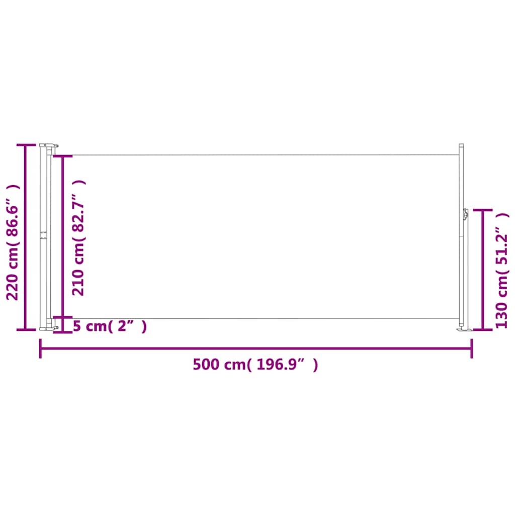 Patio Retractable Side Awning 220x514cm Grey