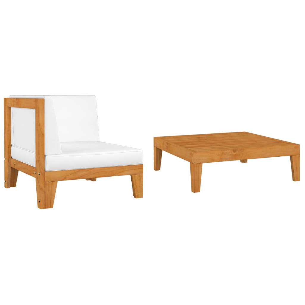 2 Piece Garden Lounge Set with Cushions Solid Acacia Wood