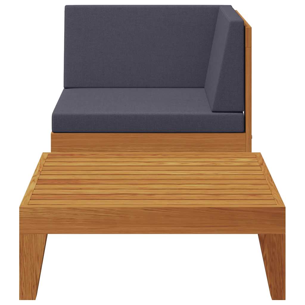 2 Piece Garden Lounge Set with Cushions Solid Acacia Wood