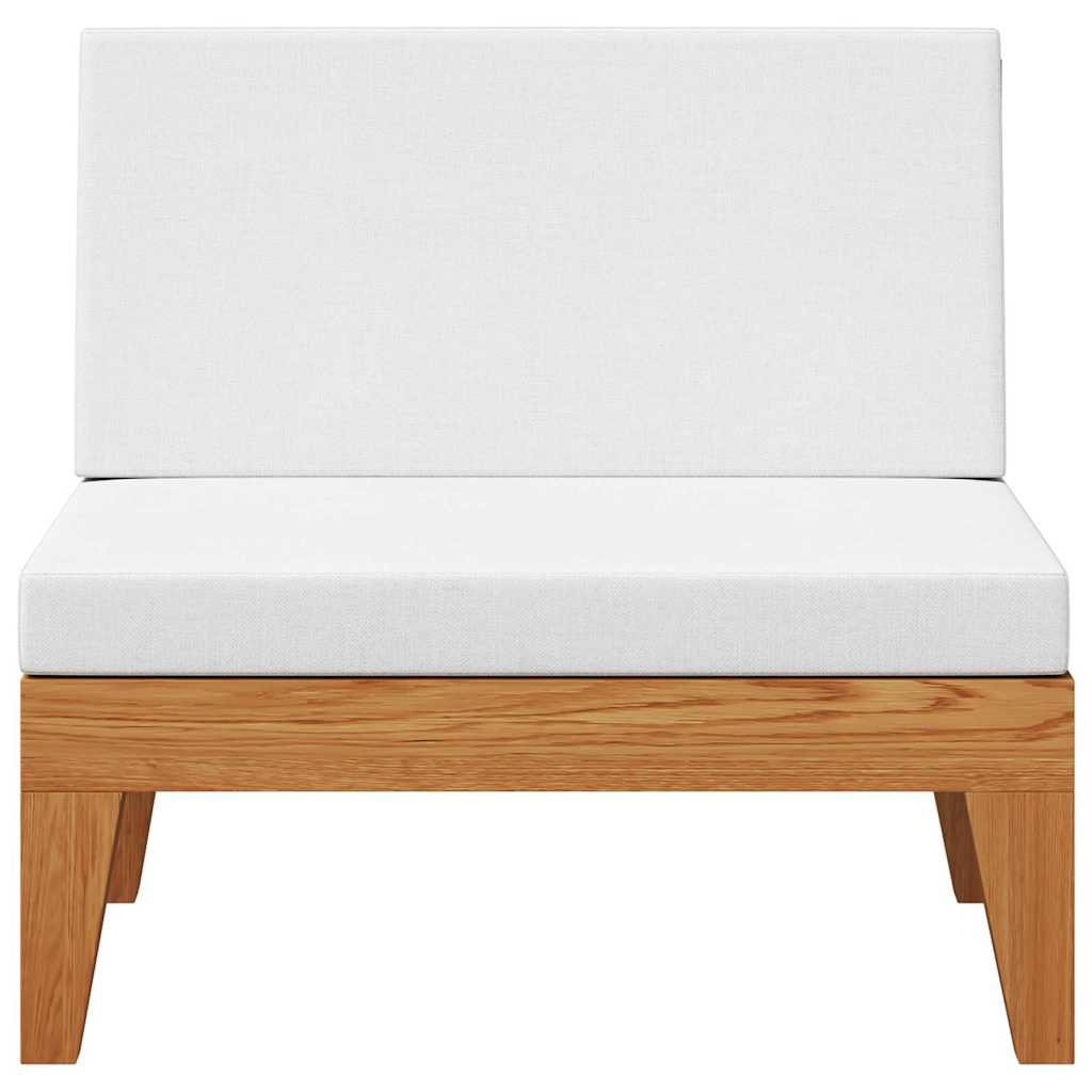 Sectional Middle Sofa & Cream White Cushions Solid Acacia Wood