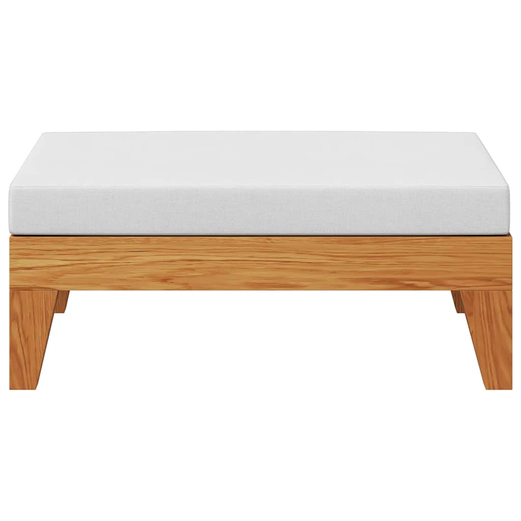 Sectional Footrest with Cream White Cushion Solid Acacia Wood