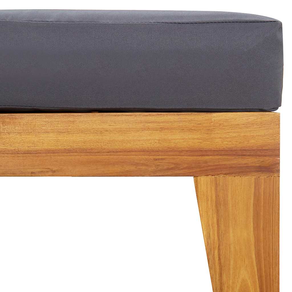 Sectional Footrest with Dark Grey Cushion Solid Acacia Wood