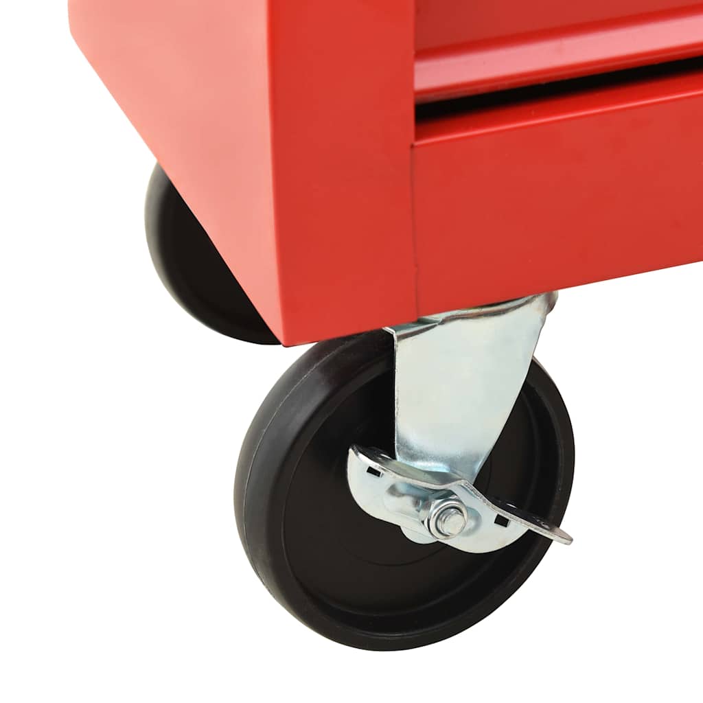 Tool Trolley with 15 Drawers Steel Red