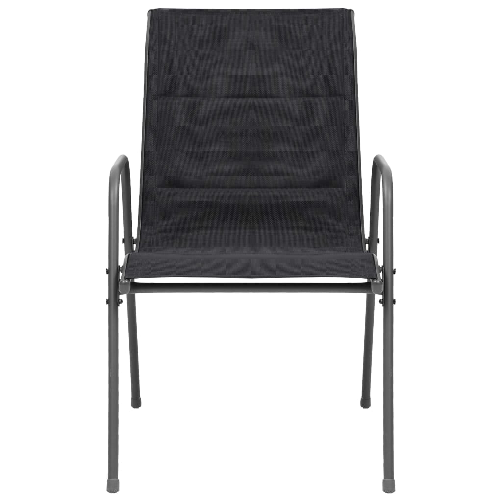 Stackable Garden Chairs 4 pcs Steel and Textilene Black
