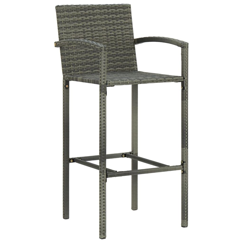 Bar Stools 2 pcs Grey Poly Rattan
