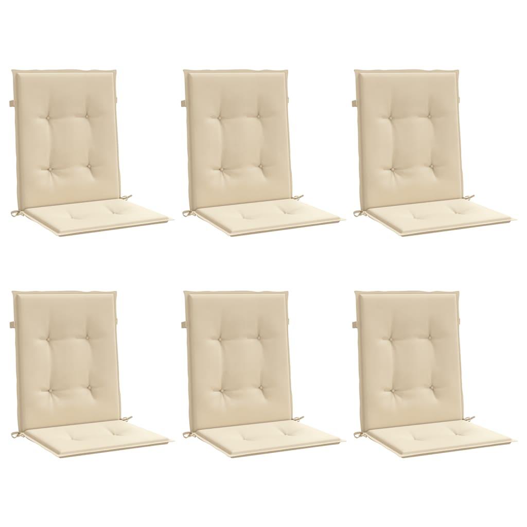 Garden Lowback Chair Cushions 6 pcs Beige 100x50x3 cm Oxford Fabric