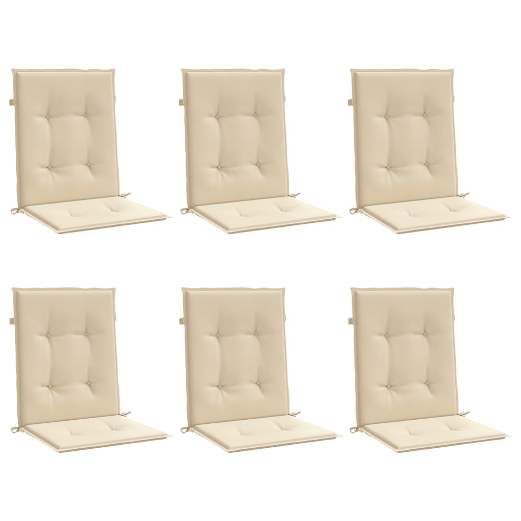 Garden Lowback Chair Cushions 6 pcs Beige 100x50x3 cm Oxford Fabric