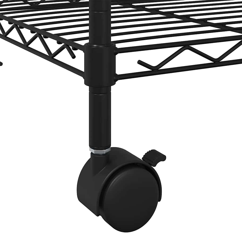 3-Tier Storage Rack with Wheels 60x35x81 cm Black 150 kg