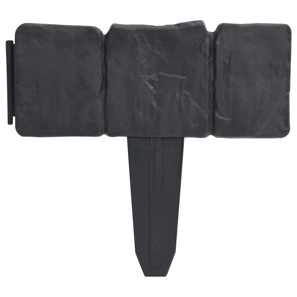 Lawn Fence Stone Look 41 pcs Plastic 10 m