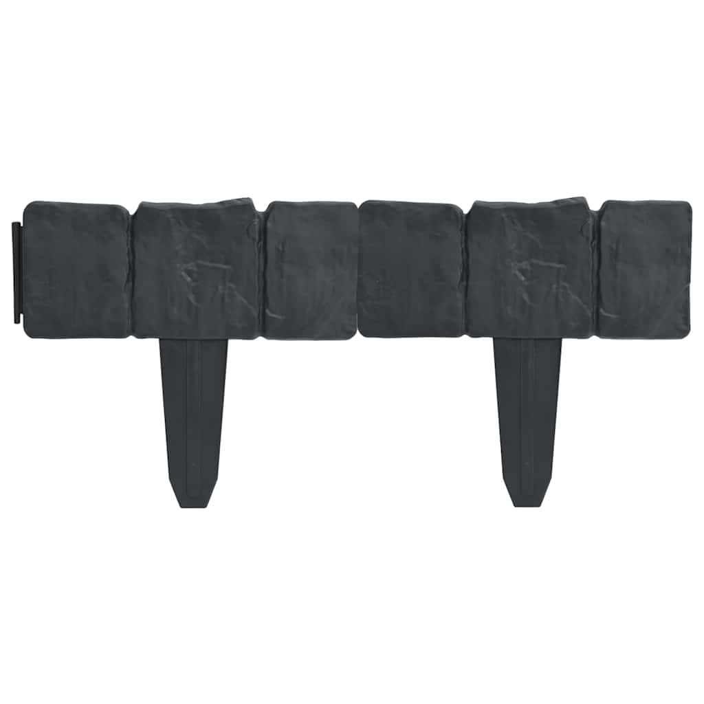 Lawn Fence Stone Look 41 pcs Plastic 10 m