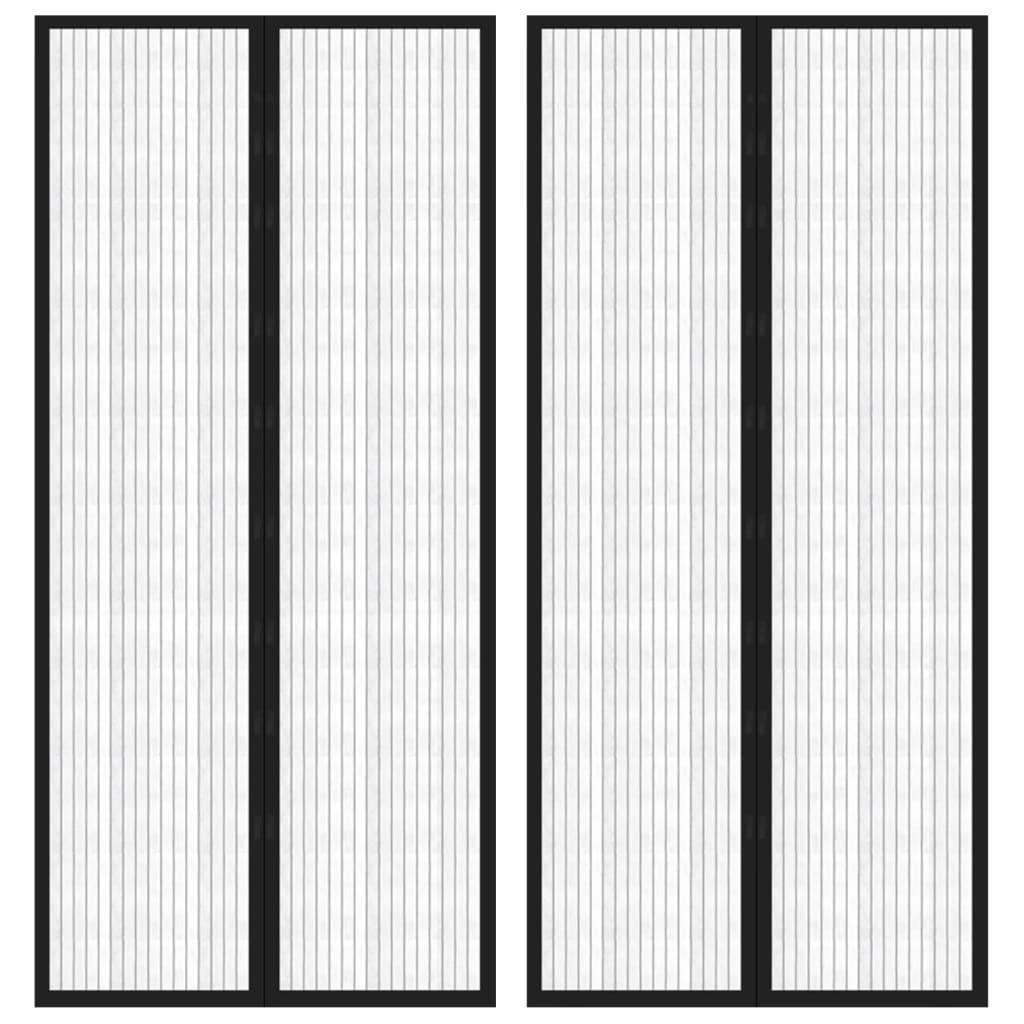 Insect Door Curtains 2 pcs with Magnet Blocks Black 210x90 cm