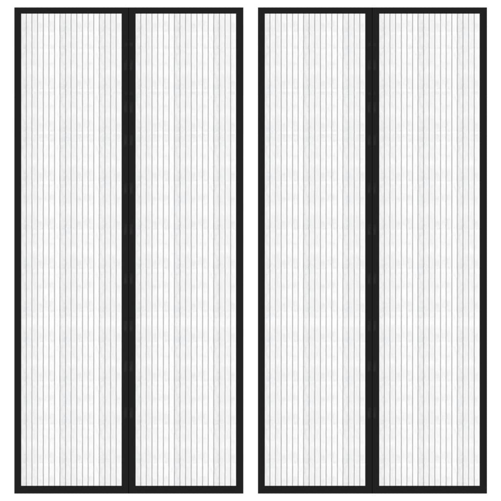 Insect Door Curtains 2 pcs with Magnet Blocks Black 220x110 cm