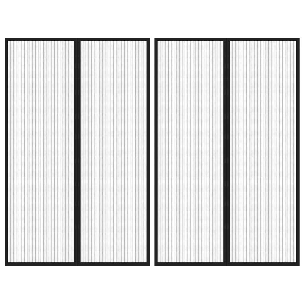Insect Door Curtains 2 pcs with Magnet Blocks Black 220x130 cm