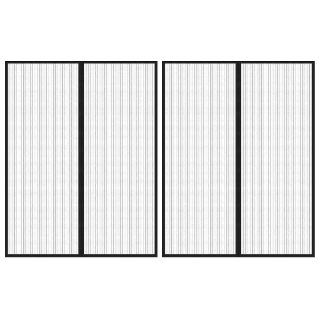 Insect Door Curtains 2 pcs with Magnet Blocks Black 230x160 cm