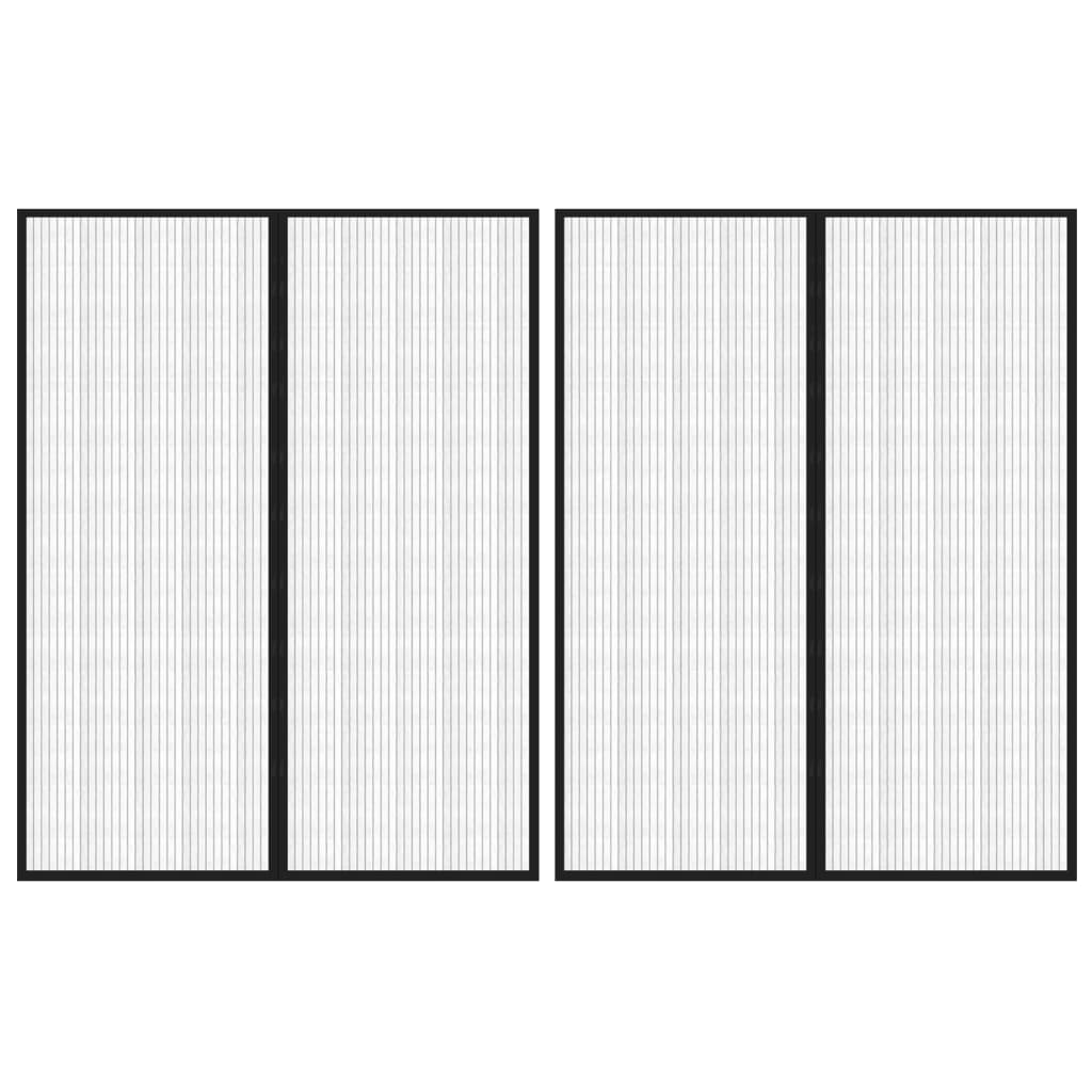 Insect Door Curtains 2 pcs with Magnet Blocks Black 230x160 cm