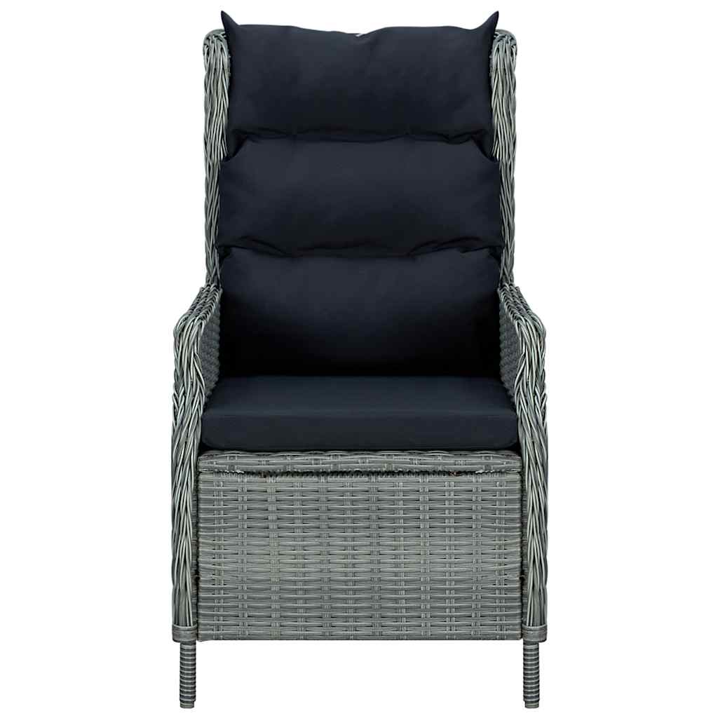 Reclining Garden Chair with Cushions Poly Rattan Light Grey
