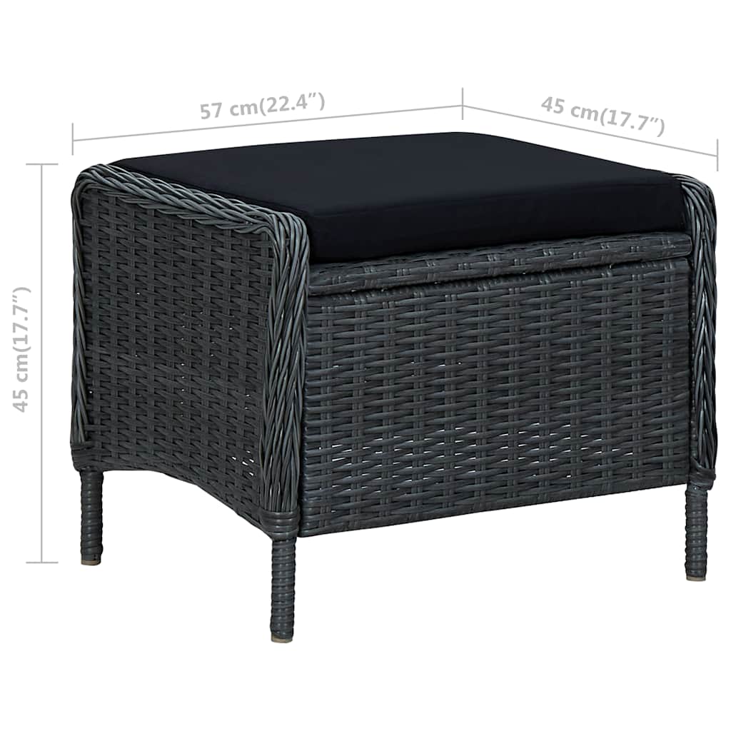 Reclining Garden Chair with Footstool Poly Rattan Dark Grey