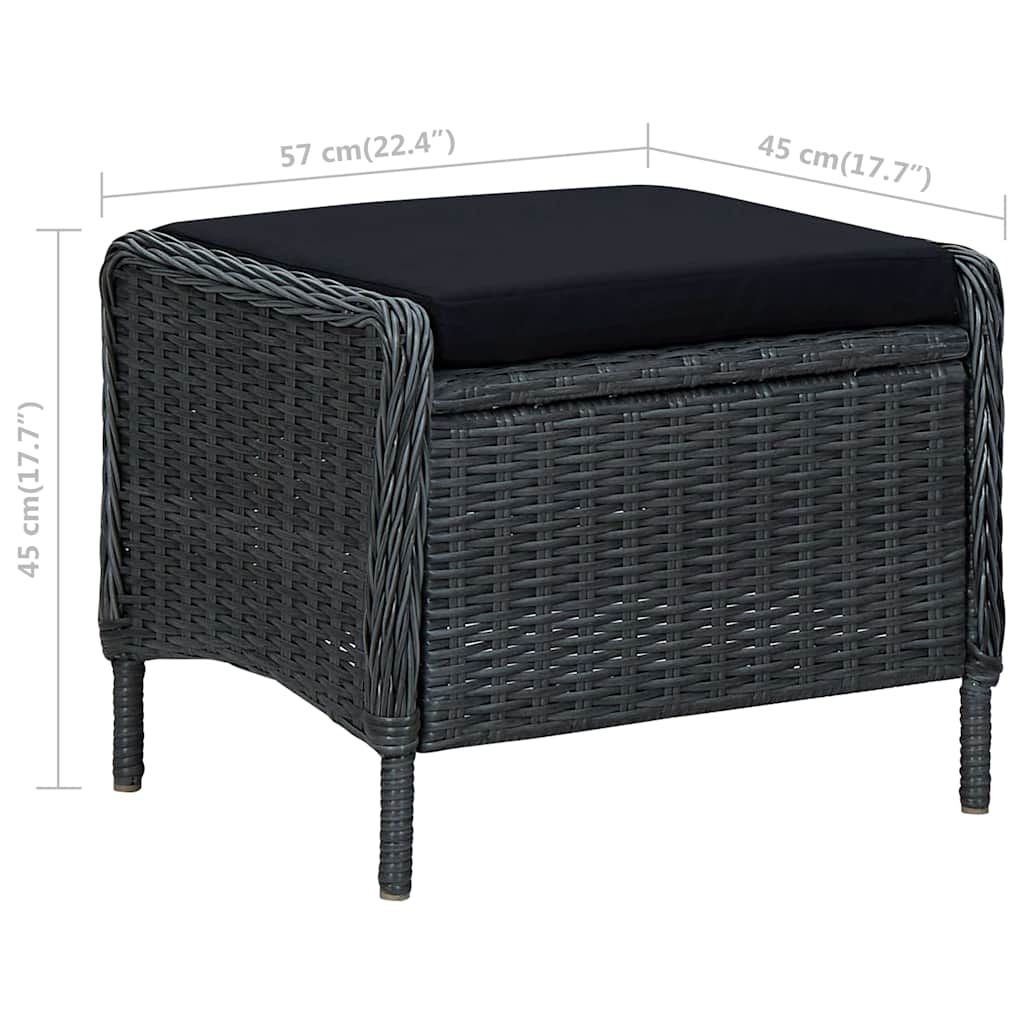 Reclining Garden Chair with Footstool Poly Rattan Dark Grey