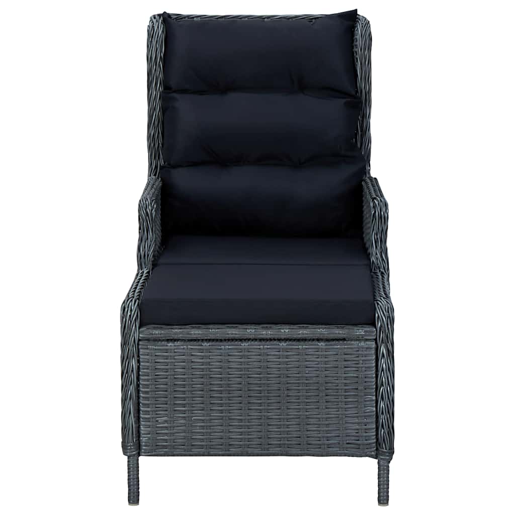 Reclining Garden Chair with Footstool Poly Rattan Dark Grey
