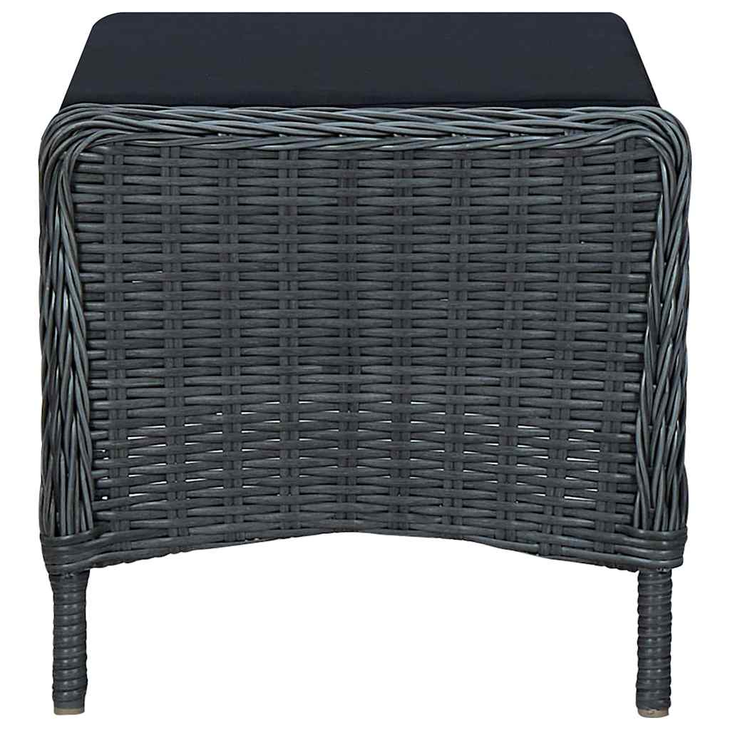 Reclining Garden Chair with Footstool Poly Rattan Dark Grey