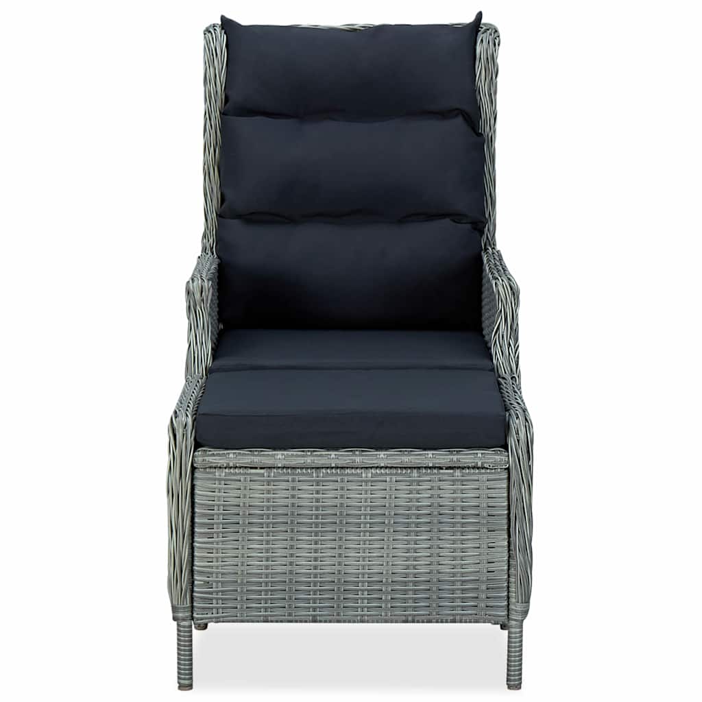Reclining Garden Chair with Footstool Poly Rattan Light Grey
