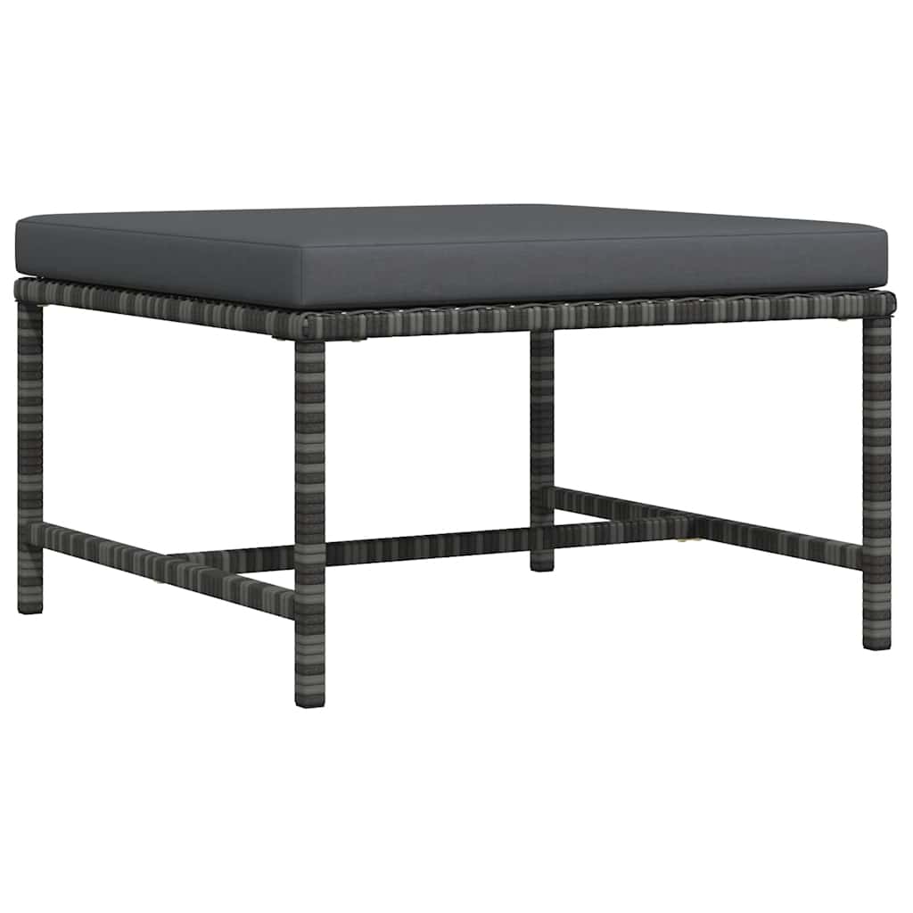 Sectional Footrest with Cushion Grey Poly Rattan