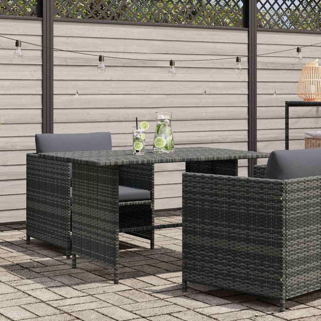 Garden Dining Table Grey 110x70x65 cm Poly Rattan