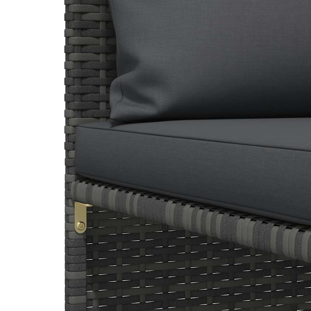 3-Seater Garden Sofa with Cushions Grey Poly Rattan
