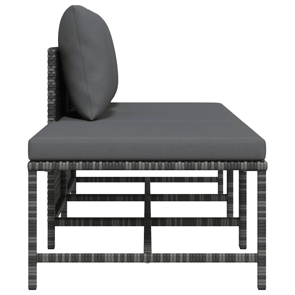3 Piece Garden Sofa Set with Cushions Grey Poly Rattan
