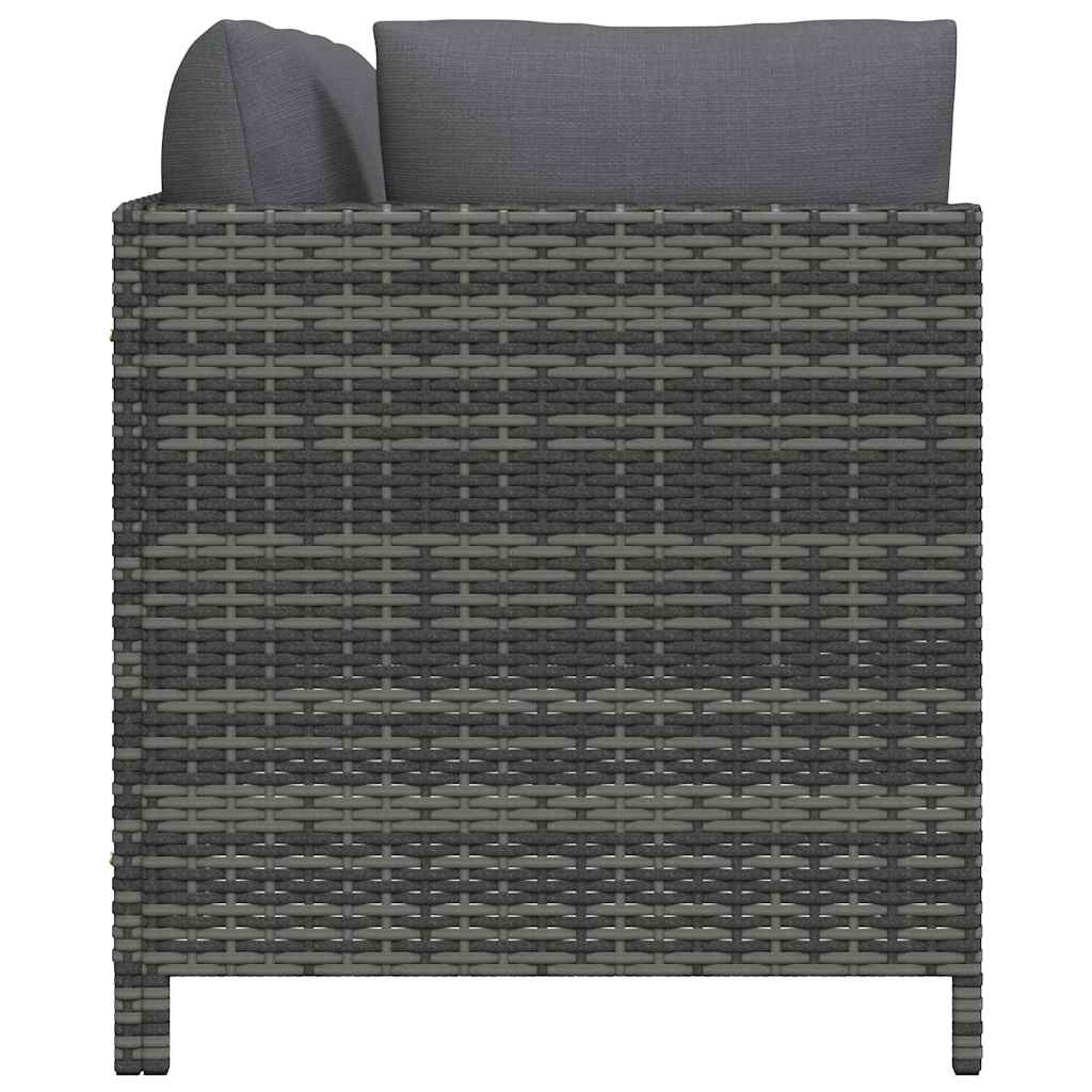 4-Seater Garden Sofa with Cushions Grey Poly Rattan