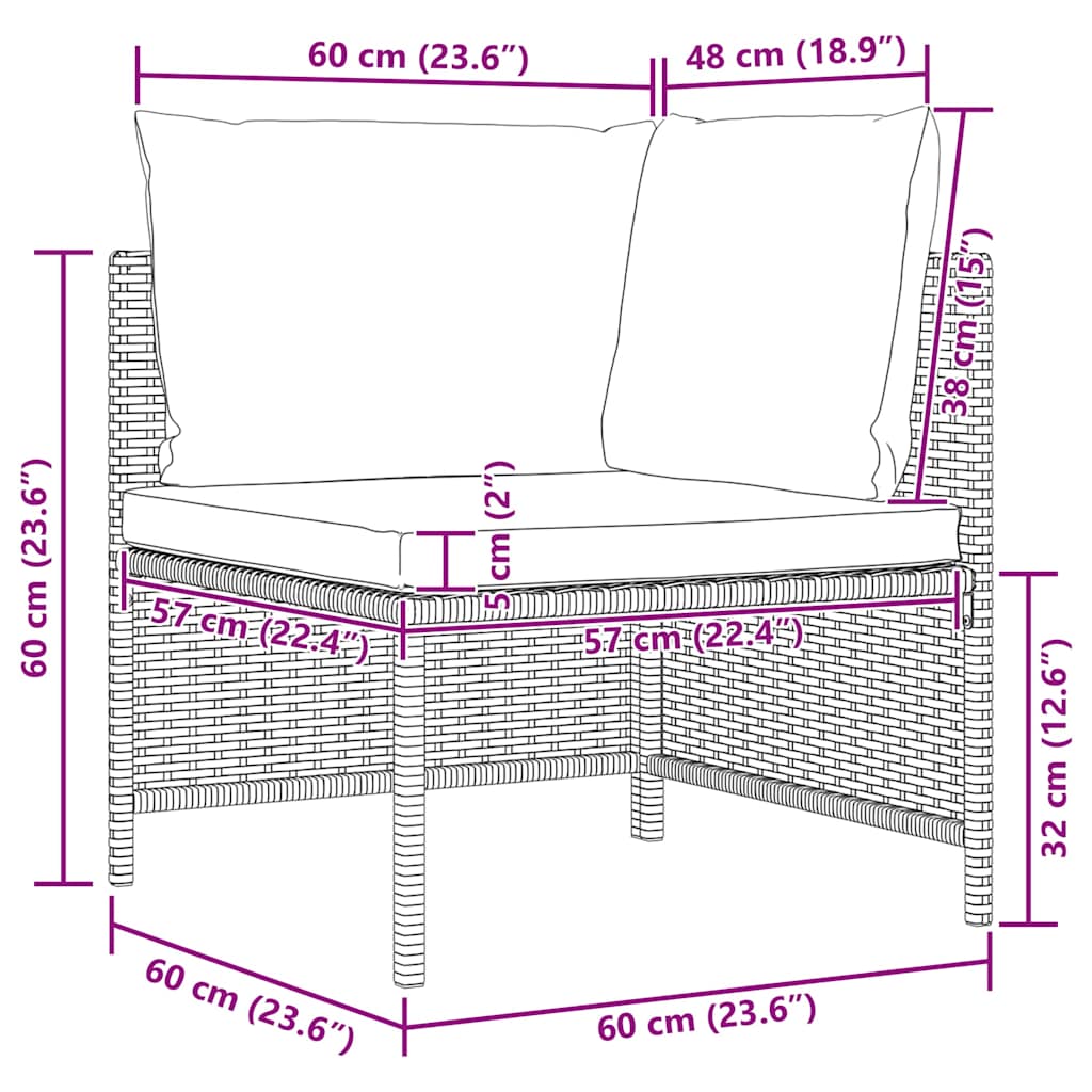 4-Seater Garden Sofa with Cushions Grey Poly Rattan