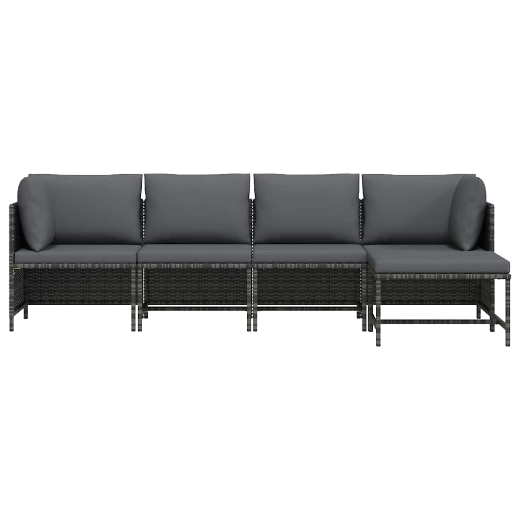 4 Piece Garden Lounge Set with Cushions Poly Rattan Grey