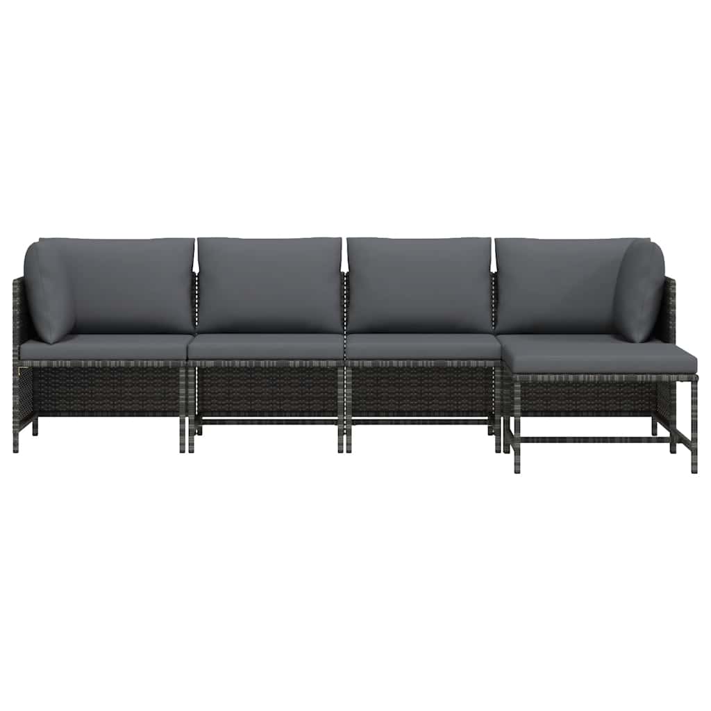 4 Piece Garden Lounge Set with Cushions Poly Rattan Grey