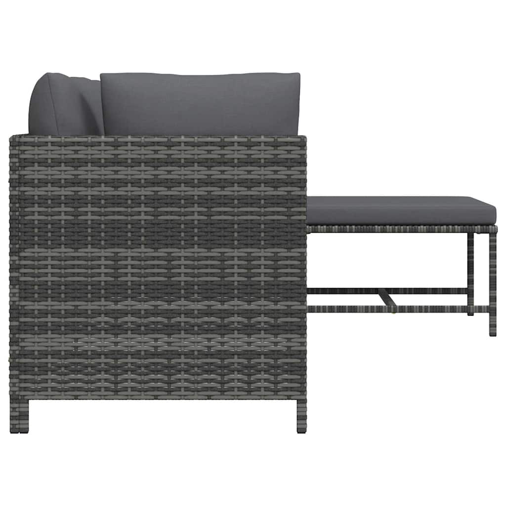 4 Piece Garden Lounge Set with Cushions Poly Rattan Grey