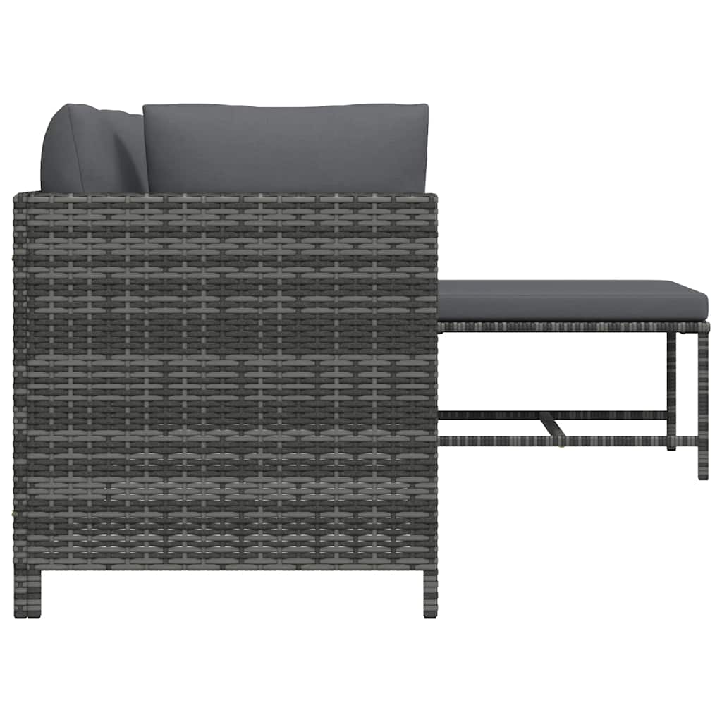 4 Piece Garden Lounge Set with Cushions Poly Rattan Grey