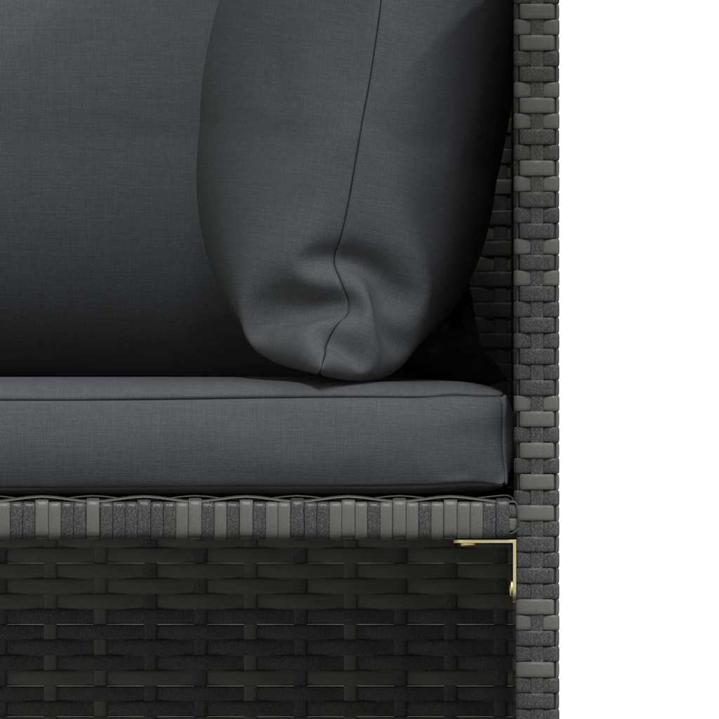 5 Piece Garden Sofa Set with Cushions Grey Poly Rattan