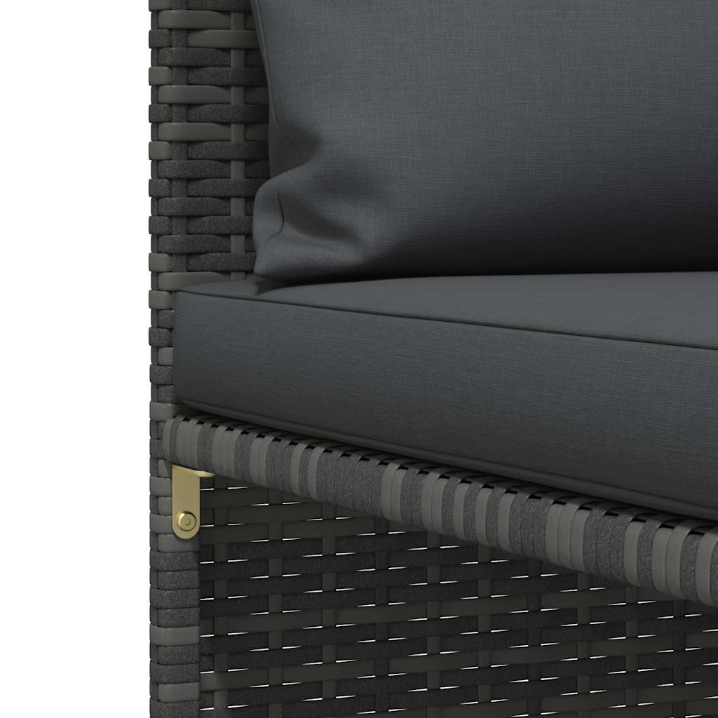 3 Piece Garden Lounge Set with Cushions Poly Rattan Grey