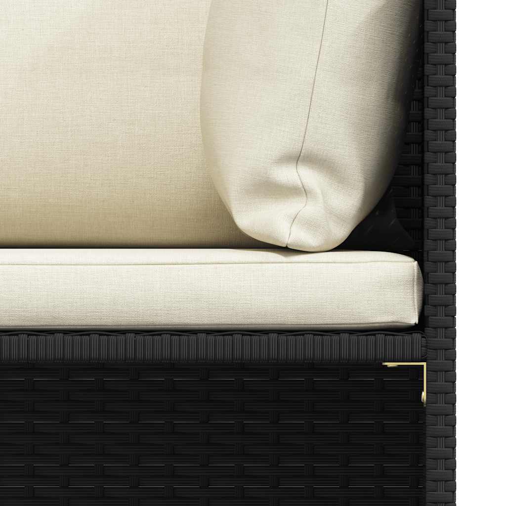 Sectional Corner Sofa with Cushions Black Poly Rattan