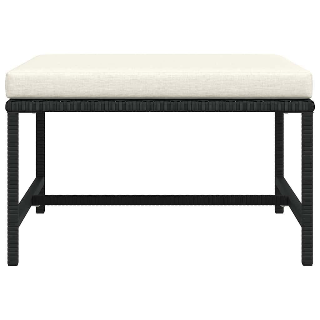Sectional Footrest with Cushion Black Poly Rattan