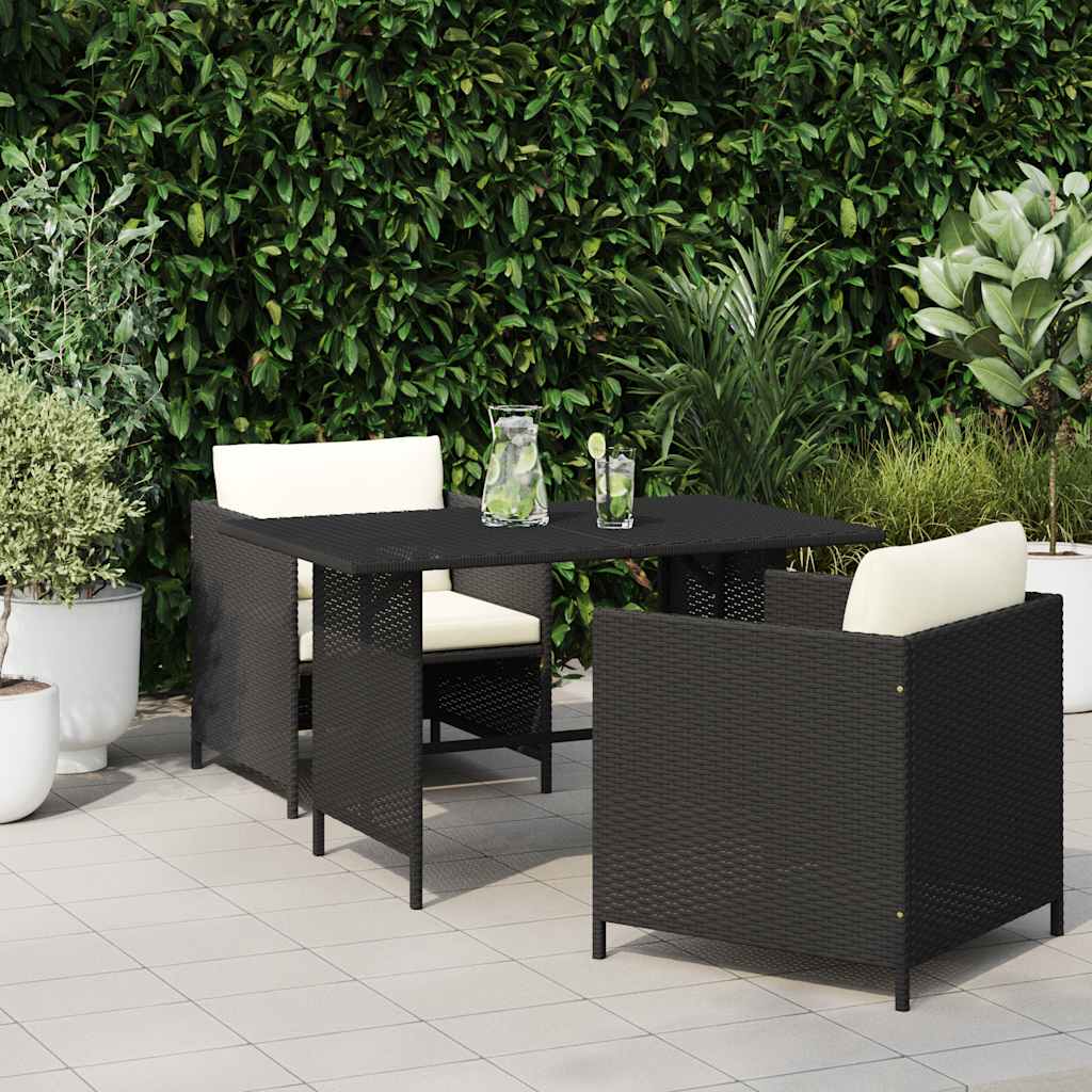 Garden Dining Table Black 110x70x65 cm Poly Rattan
