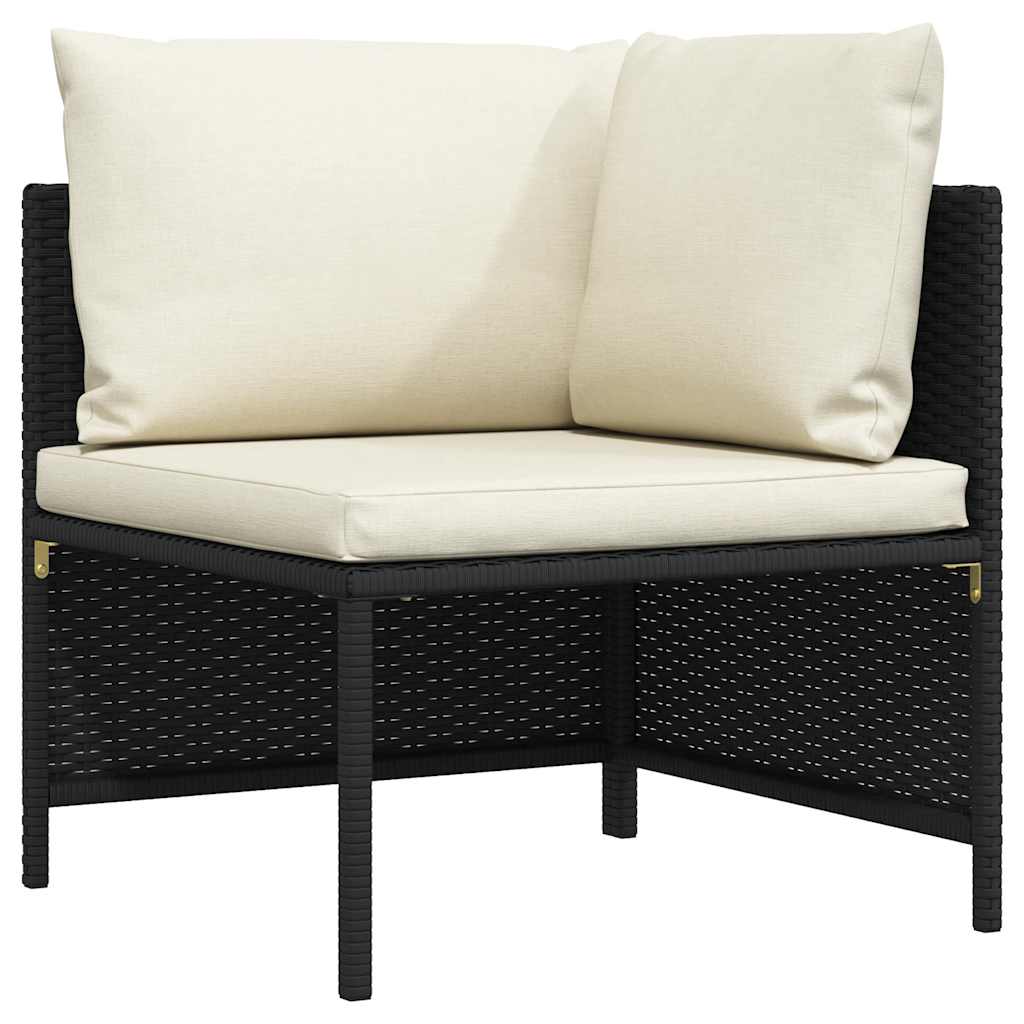 3-Seater Garden Sofa with Cushions Black Poly Rattan