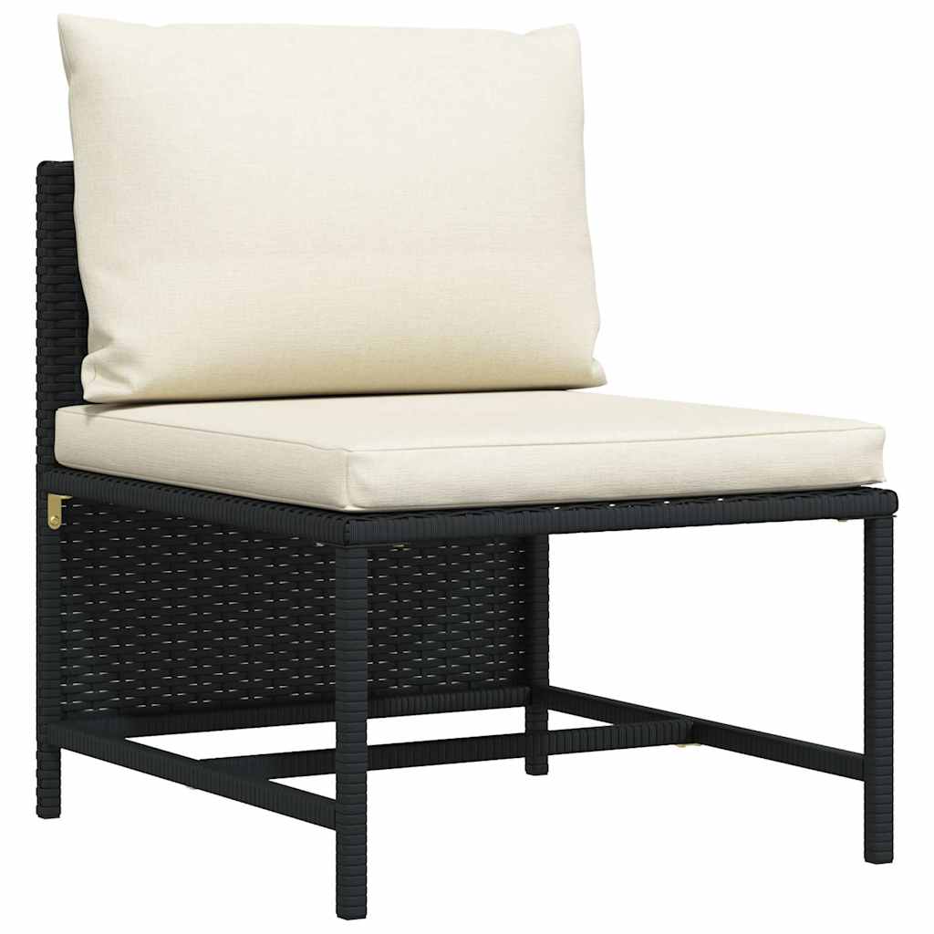 3-Seater Garden Sofa with Cushions Black Poly Rattan